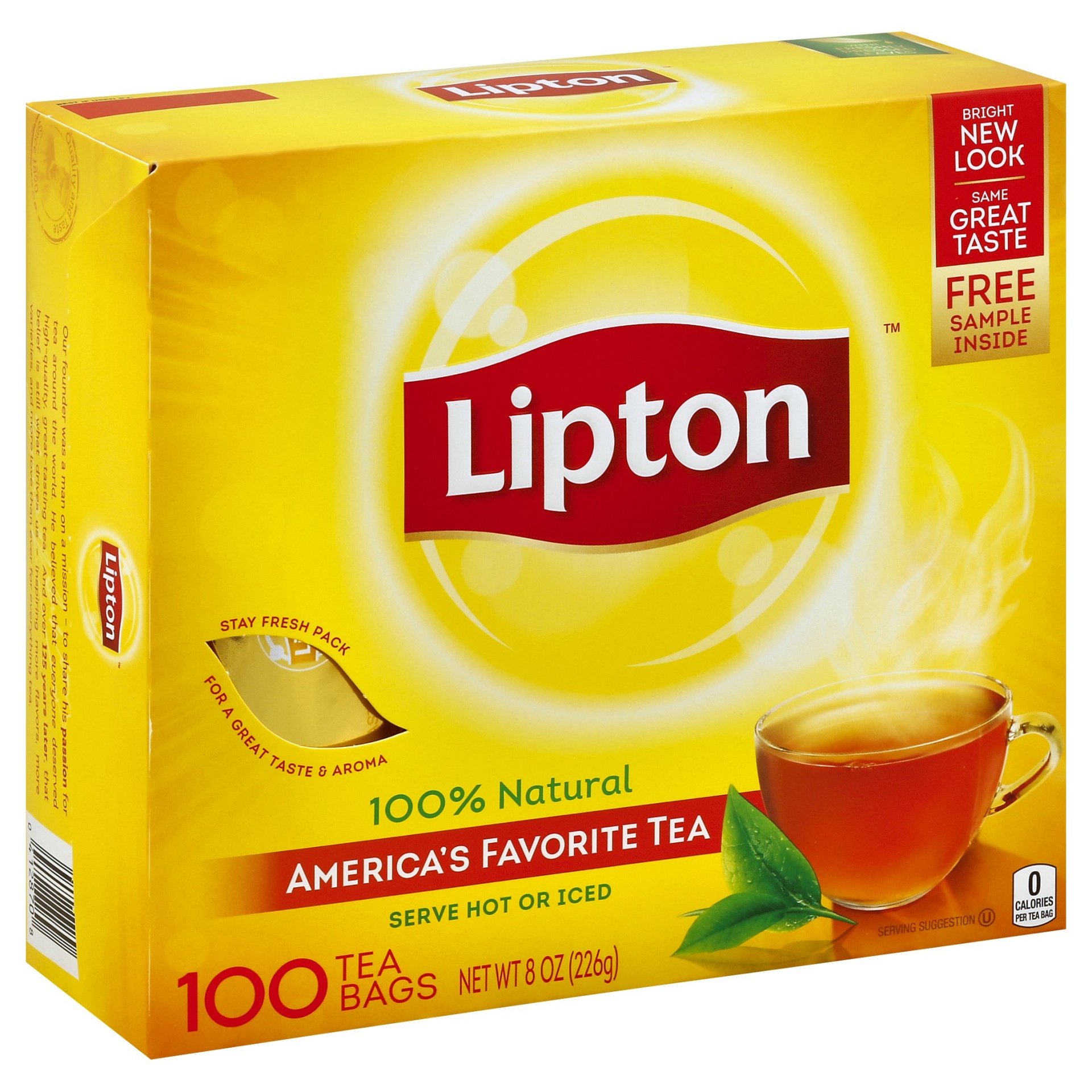 slide 1 of 2, Lipton 100% Natural America's Favorite Tea Bags, 100 ct