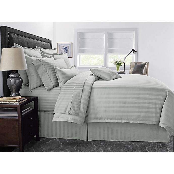 slide 1 of 1, Wamsutta 500-Thread-Count PimaCott Damask Stripe Full/Queen Comforter Set - Silver, 1 ct