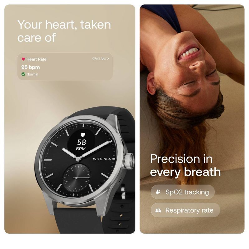slide 4 of 10, Withings ScanWatch 2 - 42mm Black, 1 ct