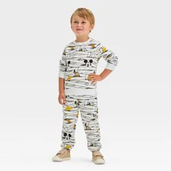 Toddler Boys' Disney Mickey Mouse Mummy and Friends 2pc Fleece Halloween Top and Pants Set - White 12M