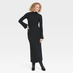 a new day black maxi dress A New Day Black Puff Sleeve Long Dress