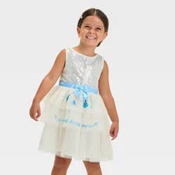 Toddler Girls' Disney Cinderella Sparkle Dress - Off-White 4T