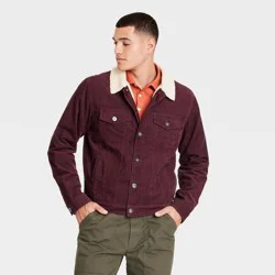 Men's Faux Shearling Lined Denim Trucker Jacket - Goodfellow & Co™ Grape Purple XXL