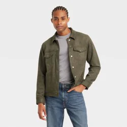 Men's Faux Suede Trucker Jacket - Goodfellow & Co™ Olive Green XXL