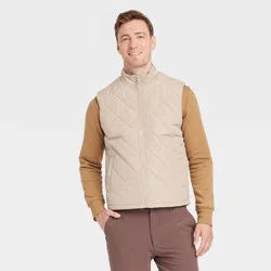 Men's Midweight Puffer Sleeveless Jacket - Goodfellow & Co™ Tan M
