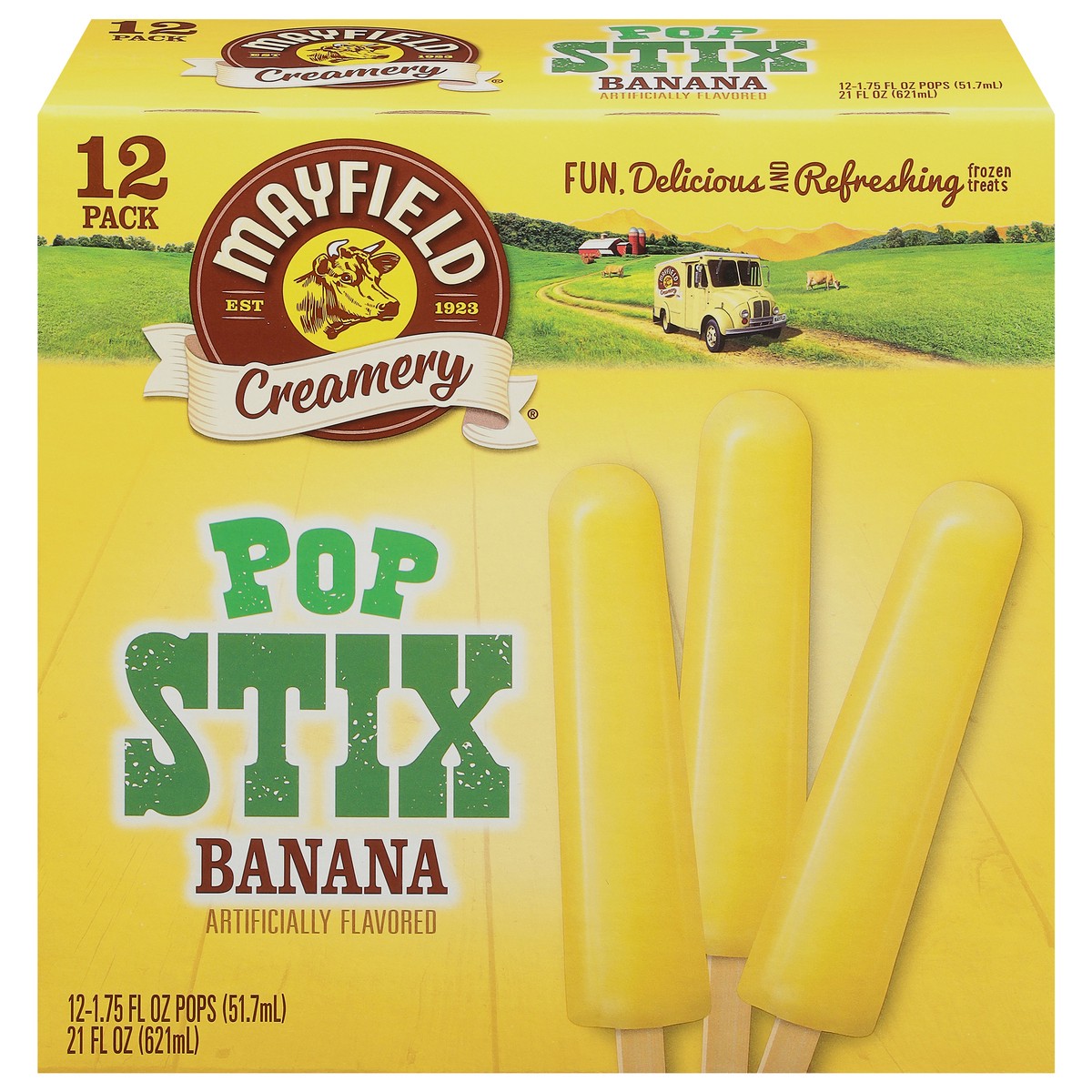 slide 1 of 9, Mayfield Creamery Banana Pop Stix 12 - 1.75 fl oz Packs, 12 ct