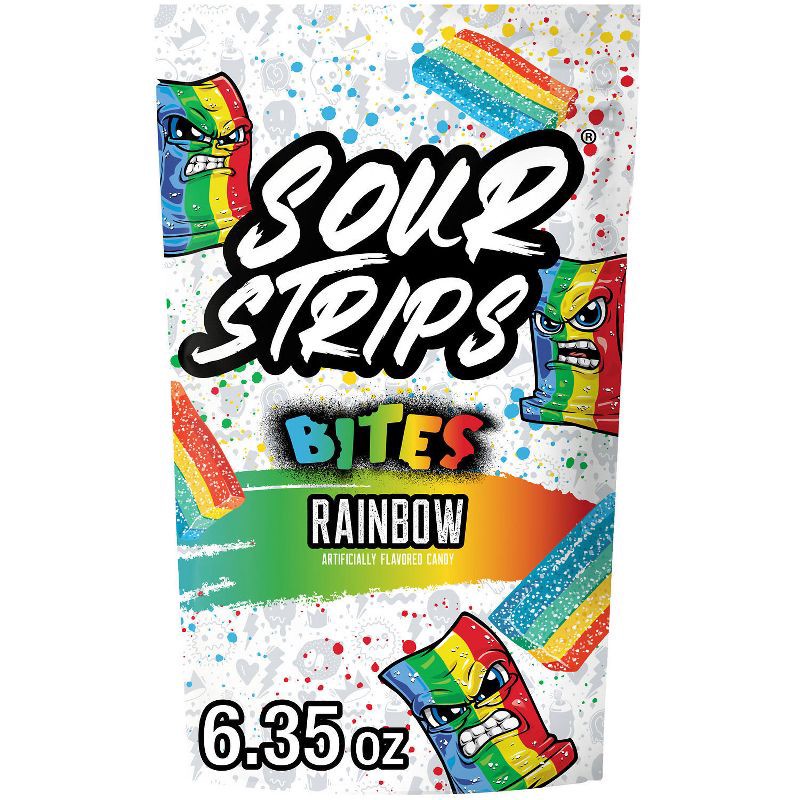 slide 1 of 7, Sour Strips Rainbow Candy Bites - 6.35oz, 6.35 oz