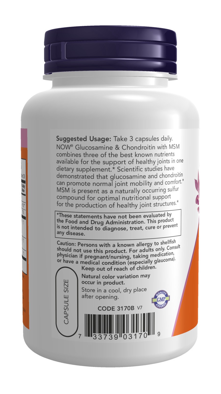 slide 2 of 4, NOW Glucosamine & Chondroitin with MSM - 90 Veg Capsules, 90 ct