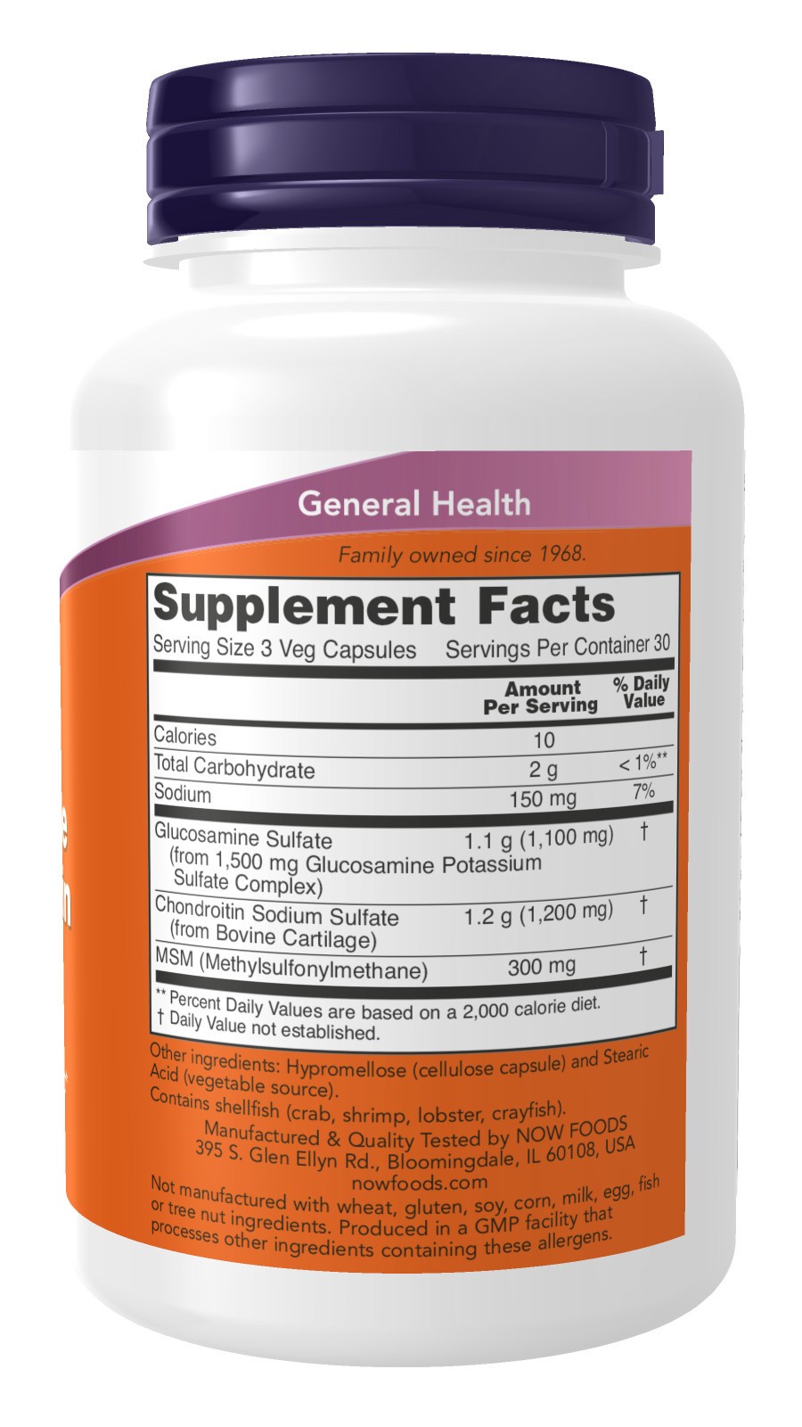 slide 4 of 4, NOW Glucosamine & Chondroitin with MSM - 90 Veg Capsules, 90 ct