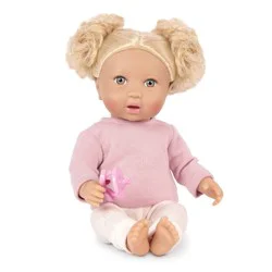 LullaBaby 14" Baby Doll with Wavy Blonde Hair & Blue Eyes: Plastic & Polyester Material, No Articulation