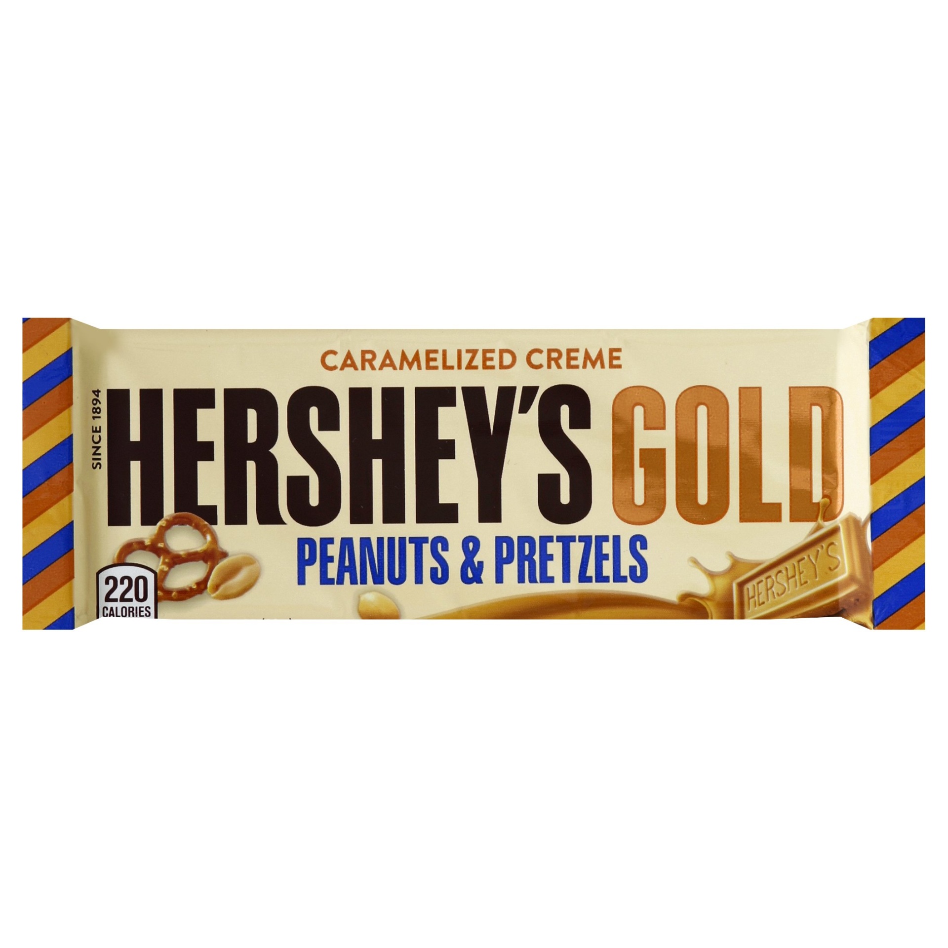 slide 1 of 7, Hershey's Gold Peanuts & Pretzels Candy Bar, 1.4 oz