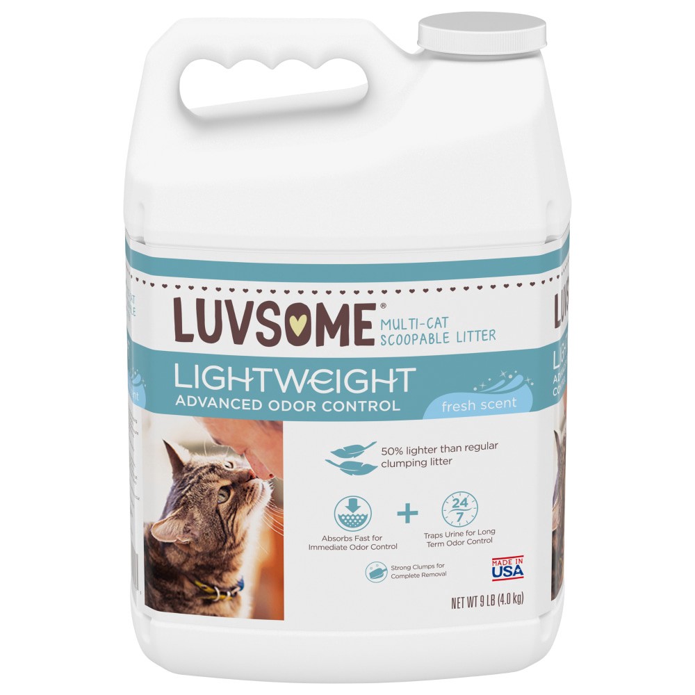 slide 1 of 4, Luvsome Lightweight Fresh Scent Multicat Scoopable Litter, 9 lb