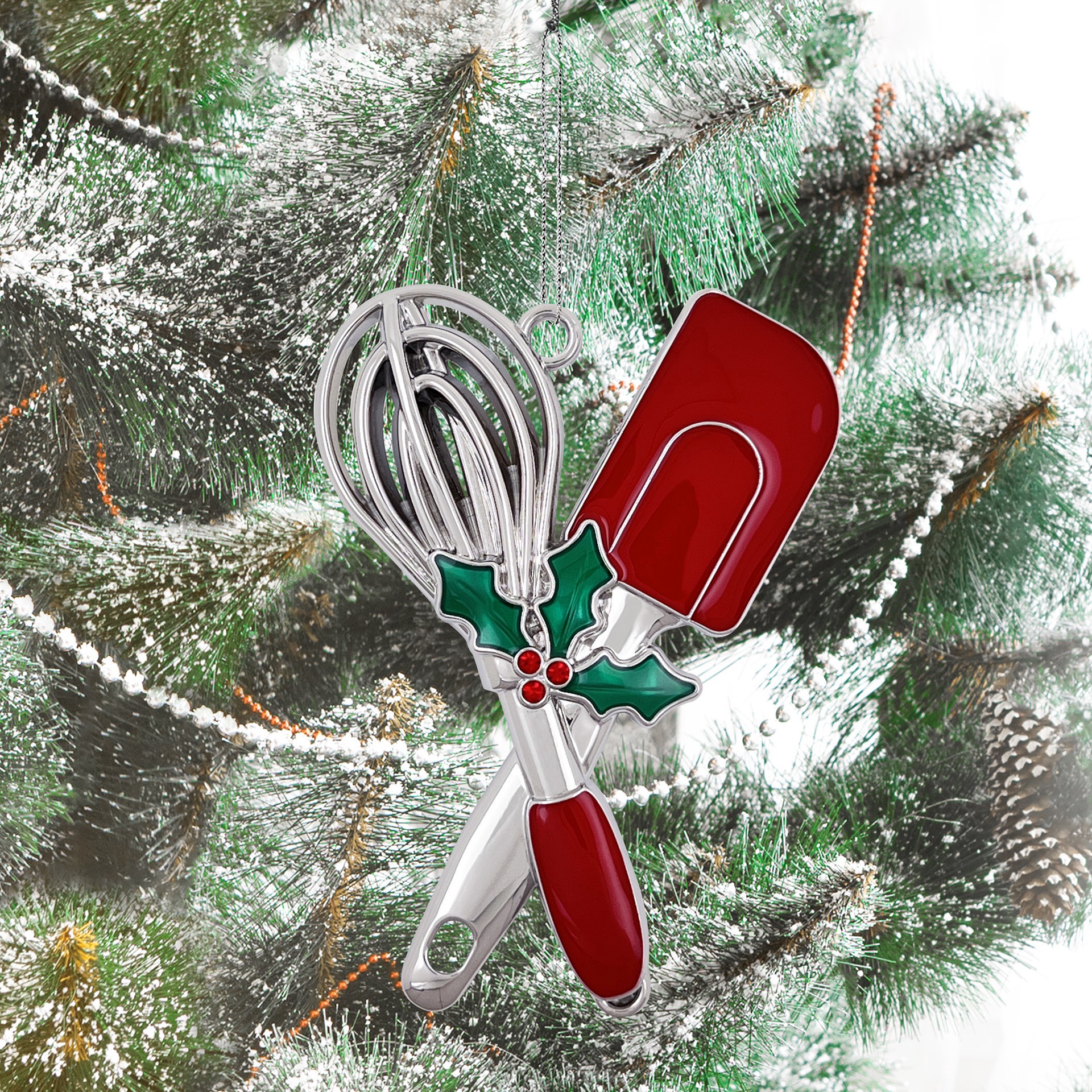 slide 2 of 3, 3.25" Spatula & Whisk Metal Ornament By Ashland, 2.36 in x 0.32 in x 3.25 in