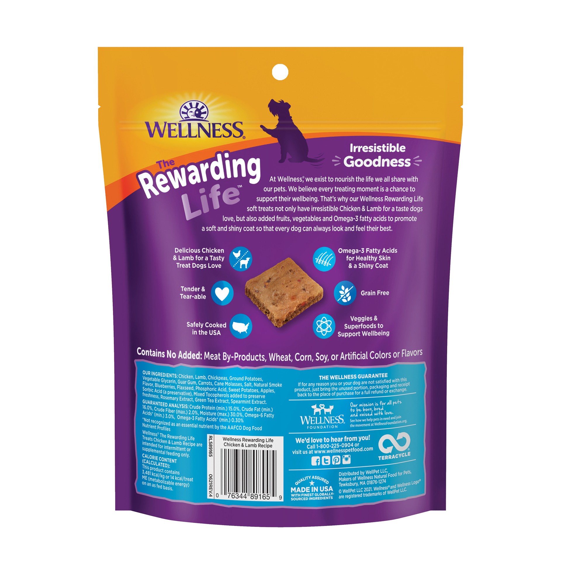 slide 2 of 4, Wellness Rewarding Life Soft & Chewy Dog Treats, Grain Free, Chicken & Lamb, 6 Ounce Bag, 1 PK