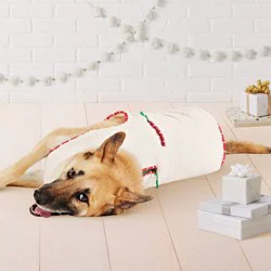 Faux Shearling Zipper with Trim Fleece Dog Vest - Wondershop™ Cream L