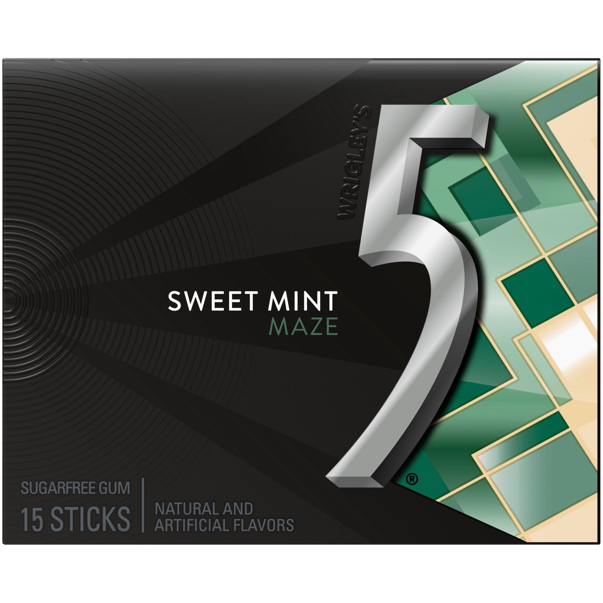 slide 1 of 5, 5 Gum Sweet Mint Sugarfree Gum, single pack, 15 ct