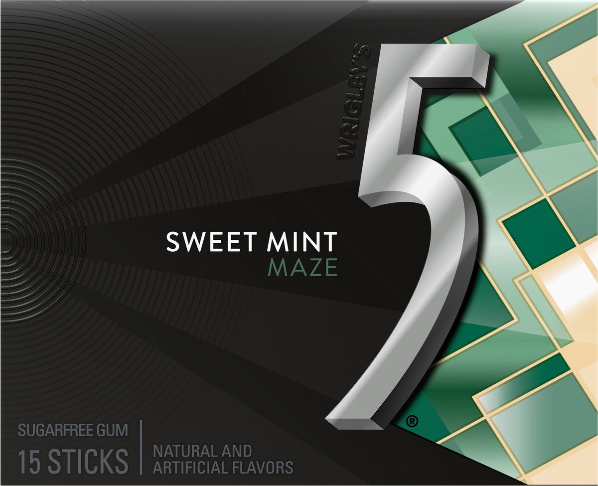 slide 1 of 5, 5 GUM Sweet Mint Maze Sugar Free Chewing Gum, 15 Stick Pack, 15 ct