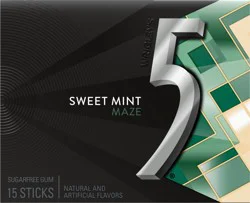 5 GUM Sweet Mint Maze Sugar Free Chewing Gum, 15 Stick Pack