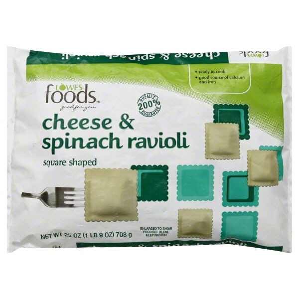 slide 1 of 1, Lowes Foods Cheese & Spinach Ravioli, 25 oz