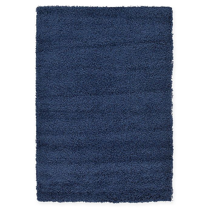 slide 1 of 6, Unique Loom Solid Shag Powerloomed Area Rug - Navy, 4 ft x 6 ft