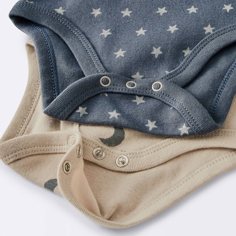 slide 4 of 4, Baby 4pk Long Sleeve Moons Bodysuit - Cloud Island™ Gray 3-6M: Cotton, Midweight, Crotch Snap, Lap Shoulder, 4 ct