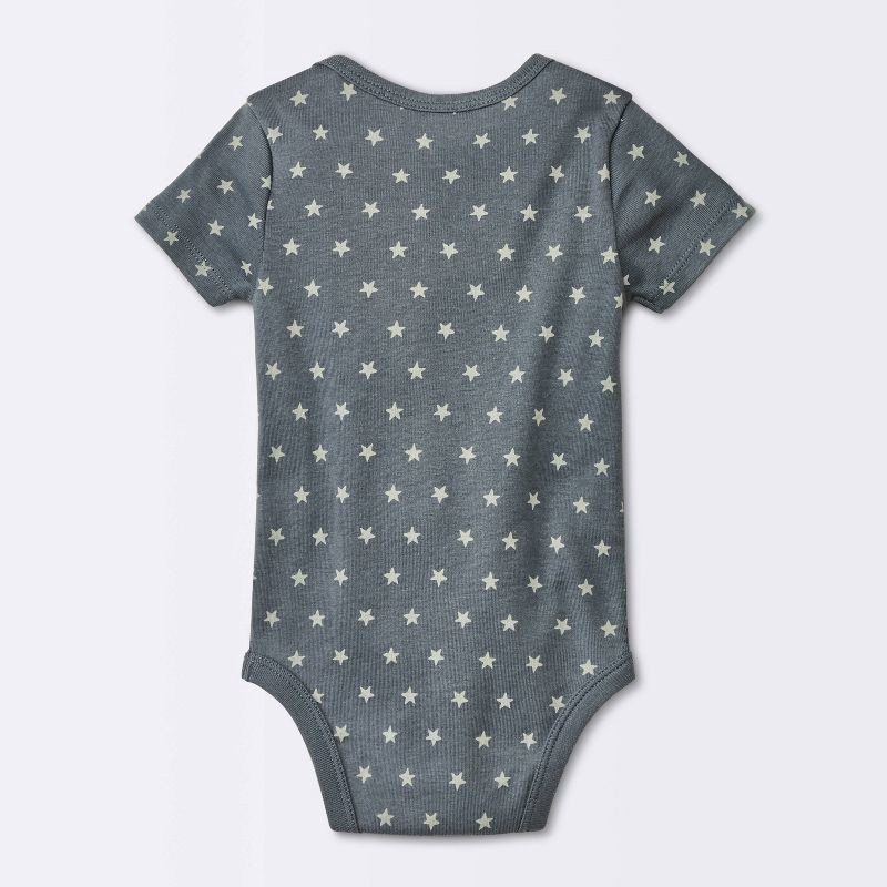 slide 2 of 4, Baby 4pk Short Sleeve Moons Bodysuit - Cloud Island™ Gray 3-6M: 100% Cotton, Midweight Fabric, Crotch Snap Closure, 4 ct