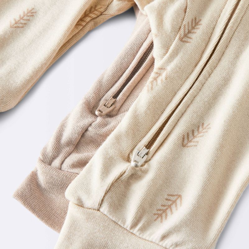 slide 4 of 4, Baby 2pk Leaf So Very Soft Modal Blend Romper - Cloud Island™ Cream Newborn: Long Sleeve, Front Zipper, Midweight Fabric, 2 ct