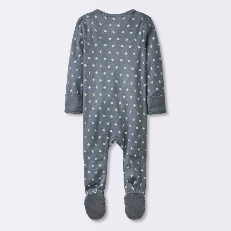 slide 2 of 4, Baby 3pk Cotton Moons Sleep N' Play - Cloud Island™ Gray 3-6M: Footed Pajamas, Covered Zipper, Mitten Cuff, Machine Washable, 3 ct