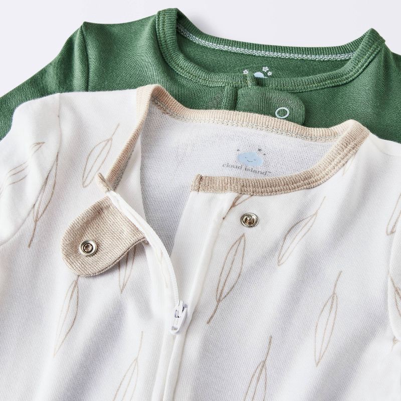 slide 3 of 4, Baby Boys' 2pk So Very Soft Modal Blend Sleep N' Play - Cloud Island™ Green 3-6M: Footed Pajamas, Long Sleeve, 2 ct