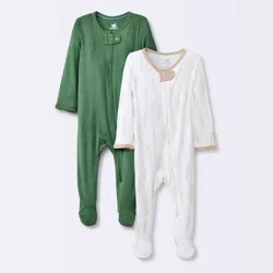 Baby Boys' 2pk So Very Soft Modal Blend Sleep N' Play - Cloud Island™ Green 0-3M: Footed Pajamas, Long Sleeve