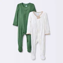 Baby Boys' 2pk So Very Soft Modal Blend Sleep N' Play - Cloud Island™ Green 0-3M: Footed Pajamas, Long Sleeve