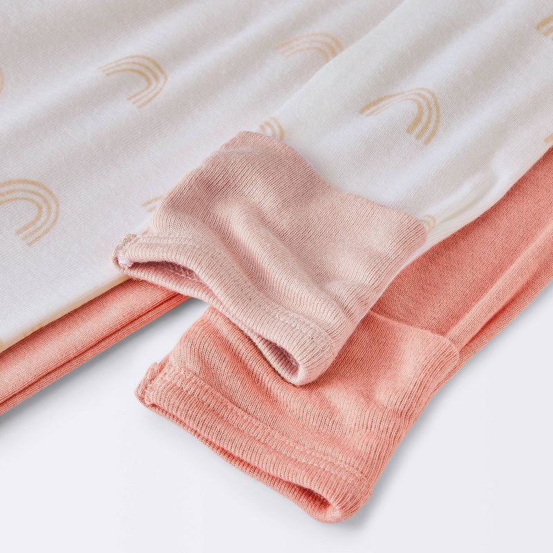 slide 3 of 3, Baby Girls' 2pk Rainbow So Very Soft Modal Blend Sleep N' Play - Cloud Island™ Pink 6-9M: Footed Pajamas, Long Sleeve, 2 ct