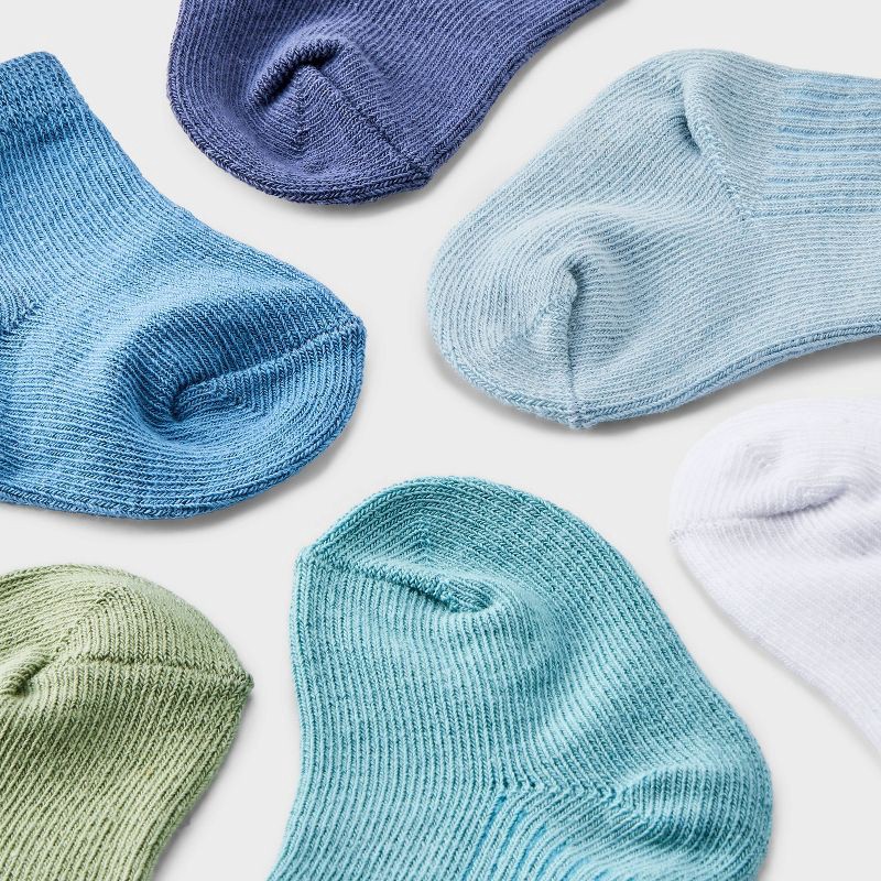 slide 2 of 2, Baby Boys' 6pk Crew Socks - Cloud Island™ Blue 0-3M: Newborn Infant Knit Apparel, Tagless, Machine Washable, Tumble Dry, 6 ct