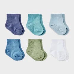 Baby Boys' 6pk Crew Socks - Cloud Island™ Blue 3-12M: Tagless, Knit Fabric