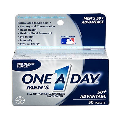 slide 1 of 1, One A Day Men's Multivitamin/Multimineral Supplement 50+ Advantage Tablets, 50 ct