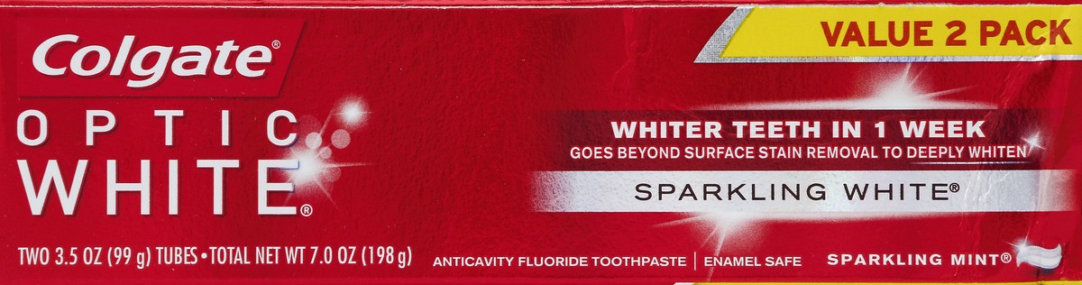 slide 6 of 6, Colgate Optic White Sparkling Mint Whitening Toothpaste, 2 ct; 3.5 oz