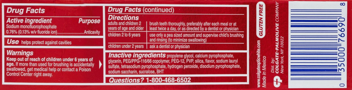 slide 2 of 6, Colgate Optic White Sparkling Mint Whitening Toothpaste, 2 ct; 3.5 oz