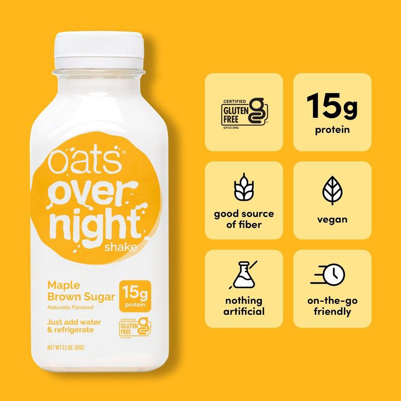 slide 4 of 10, Oats Overnight Shake Maple Brown Sugar - 2.1oz, 2.1 oz