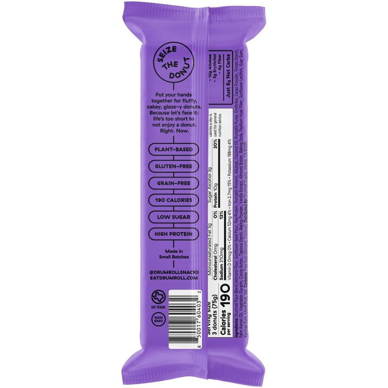 slide 2 of 5, Drumroll Snacks Chocolate Glazed Mini Donuts Gluten Free - 2.6oz, 2.6 oz