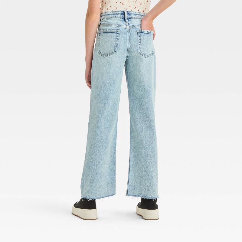slide 2 of 6, Girls' High-Rise Baggy Jeans - art class™ Light Wash 7: Adjustable Waist, Relaxed Leg Denim, 1 ct