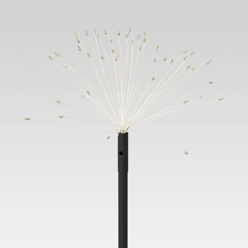 slide 4 of 4, 3pk Starburst Dandelion Sprig Battery LED Outdoor Light Stakes Black/White - Threshold™, 3 ct