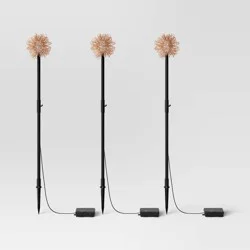 3pk Sphere Burst Battery LED Outdoor Stake Lights Black/Clear - Threshold™