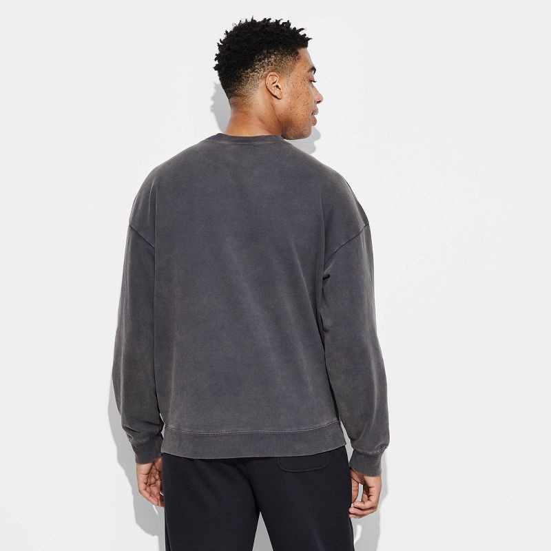 slide 3 of 3, Men's Oversized- Crew Neck SweatShirt - Original Use™ Hematite XXL: Midweight Cotton Blend, Ribbed Cuffs, Pullover Style, 1 ct