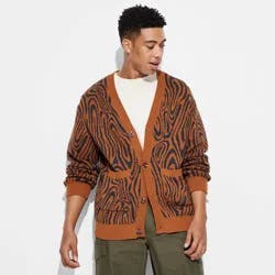 Men's Deep V-Neck Cardigan - Original Use™ Brown XXL