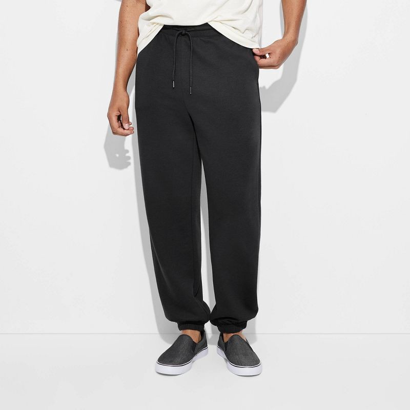 slide 2 of 3, Men's Baggy SweatPants- Original Use™ Black S: Loose Fit, Mid Rise, Tapered Leg, Drawstring Waistband, Machine Washable, 1 ct