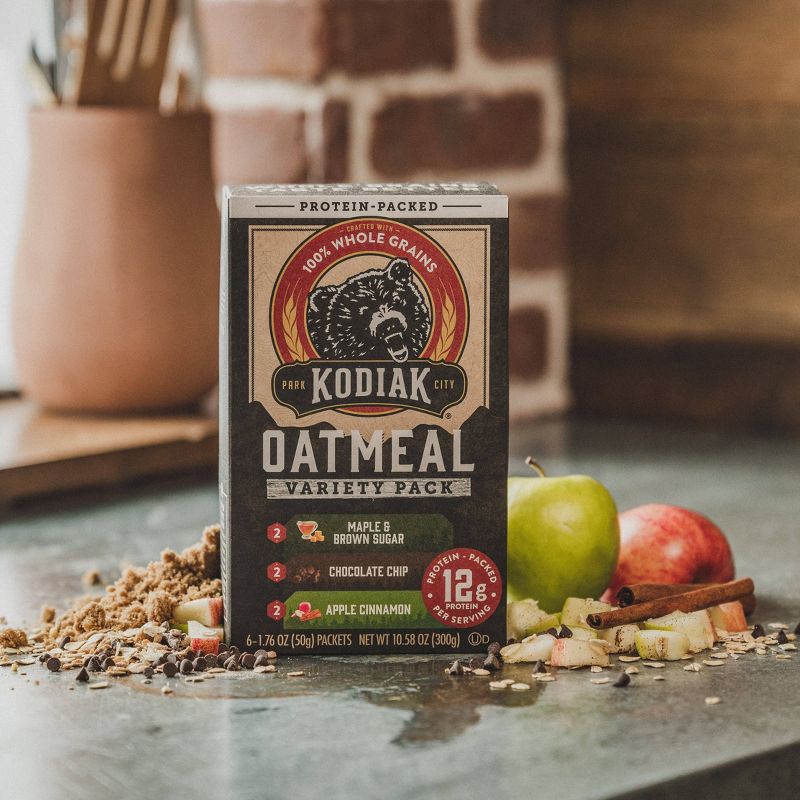 slide 3 of 10, Kodiak Cakes Kodiak Variety Pack Oatmeal Packets - 10.58oz / 6ct, 10.58 oz, 6 ct