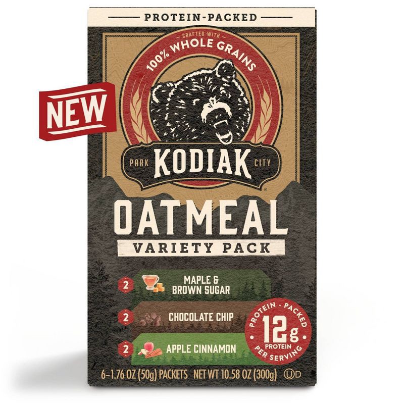 slide 1 of 4, Kodiak Cakes Kodiak Variety Pack Oatmeal Packets - 10.58oz / 6ct, 10.58 oz, 6 ct