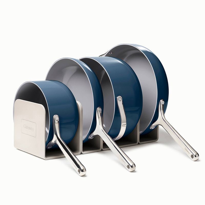 slide 2 of 4, Caraway Home 12pc Cookware Box Set Navy: Nonstick Ceramic, Stainless Steel Handles, Includes Pot Lid Organizer, Dutch Oven, 12 ct