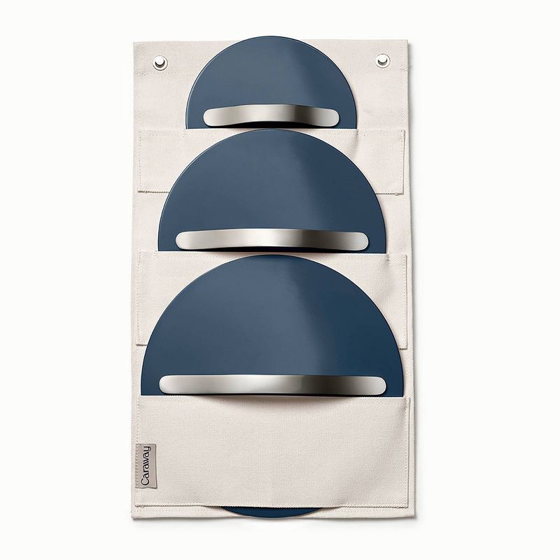 slide 4 of 4, Caraway Home 12pc Cookware Box Set Navy: Nonstick Ceramic, Stainless Steel Handles, Includes Pot Lid Organizer, Dutch Oven, 12 ct