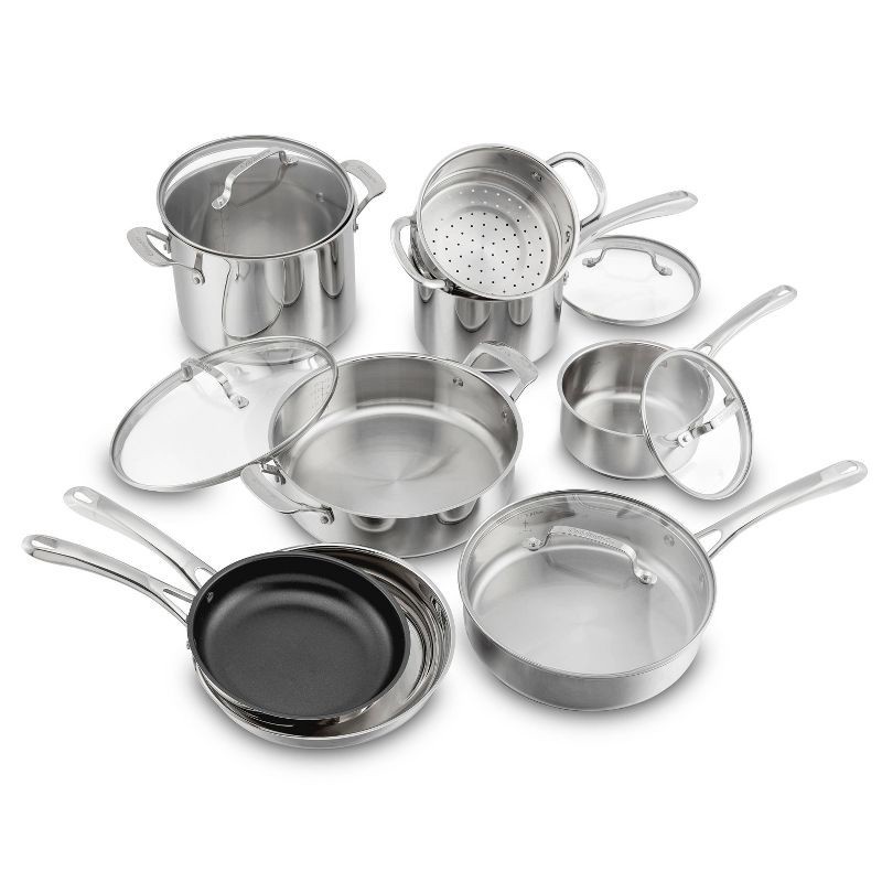 slide 1 of 3, Cuisinart 13pc Classic Stainless Steel Cookware Set: Induction Compatible, Dishwasher Safe, Lifetime Warranty, 13 ct